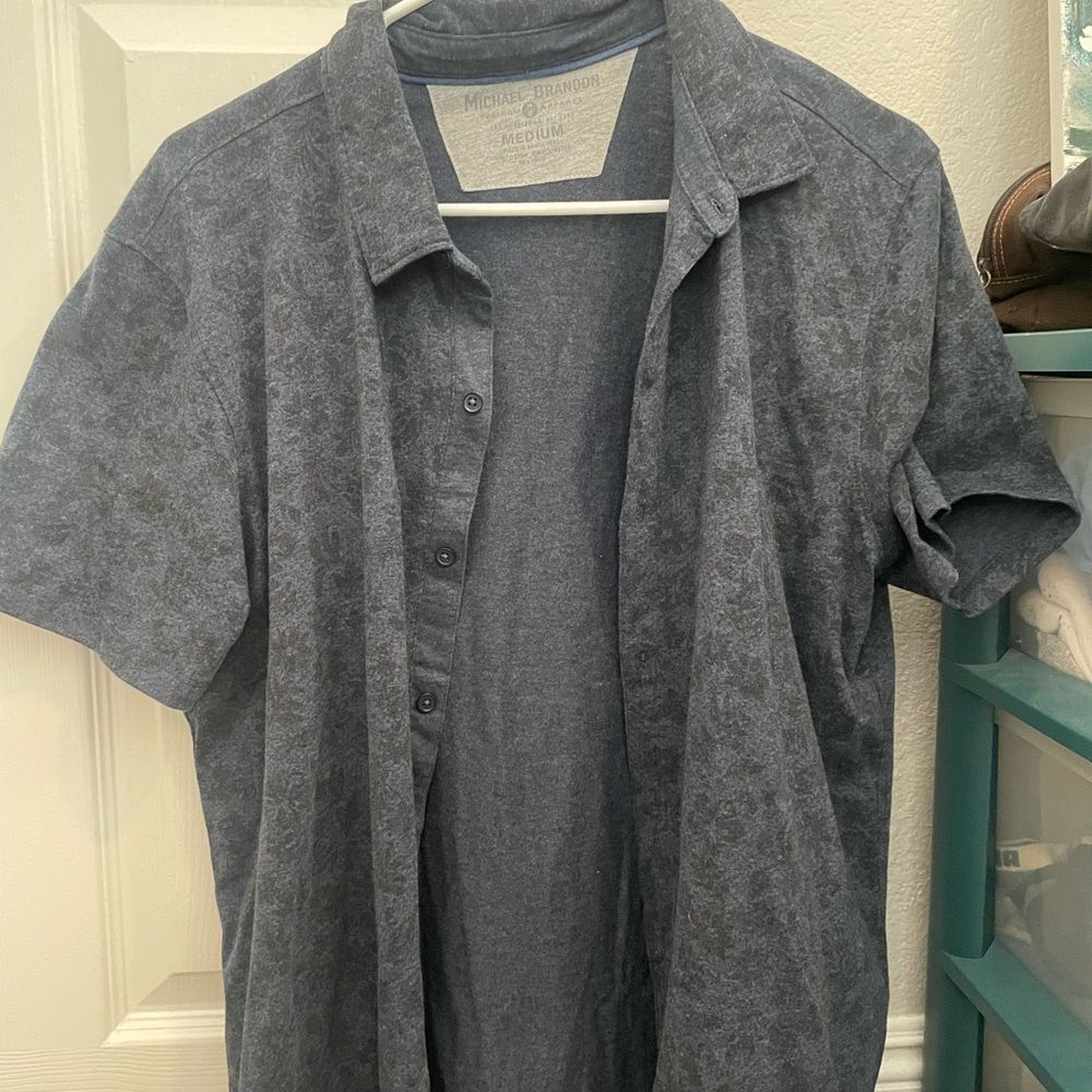 Michael Brandon Dark Blue Short Sleeve Shirt